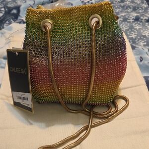 Caleesa Vibrant Rhinestone Mini Bucket Bag